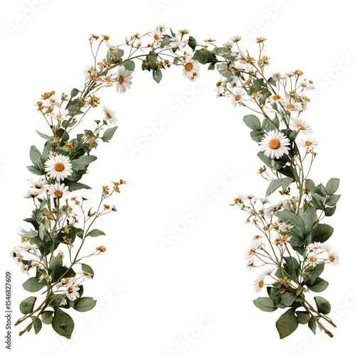 Wallpaper Mural Elegant floral archway design with white daisies and green leaves soft on transparent background Torontodigital.ca