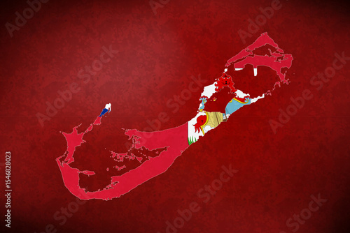 Bermuda vector map with flag	
