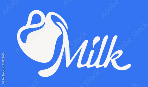 Jug pouring milk text logo