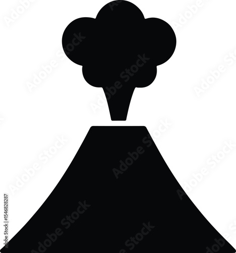 Silhouette volcano erupting mountain natural disaster danger icon Vector Illustration