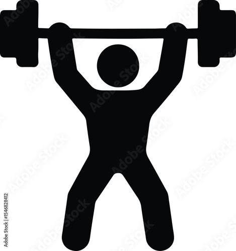 Silhouette weightlifter lifting barbell overhead gym exercise Vector Illustration
