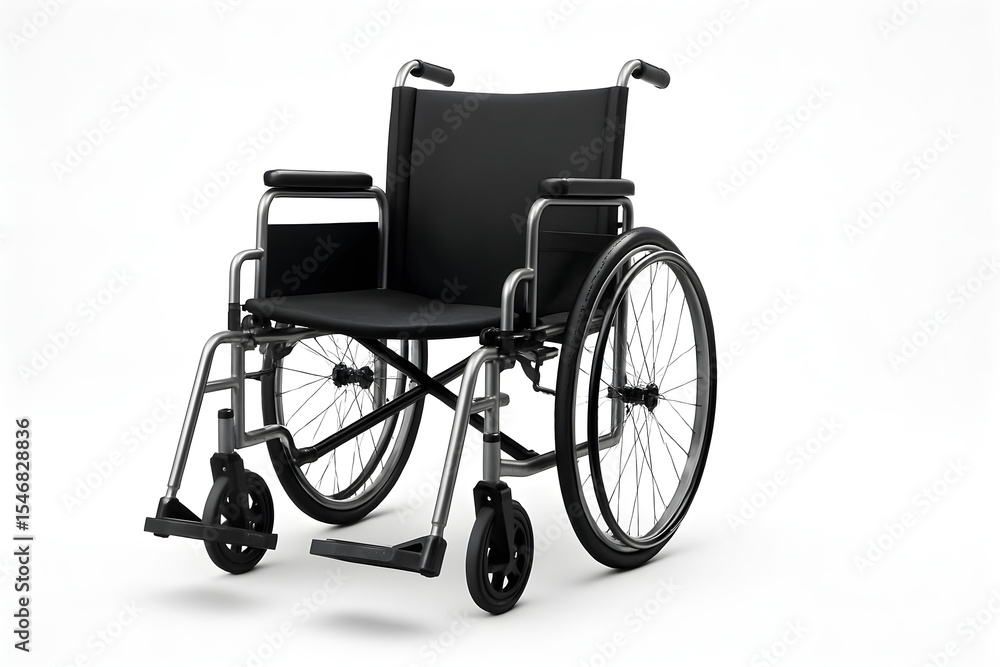 Fototapeta premium Modern lightweight manual wheelchair – three-quarter front view – isolated on white background