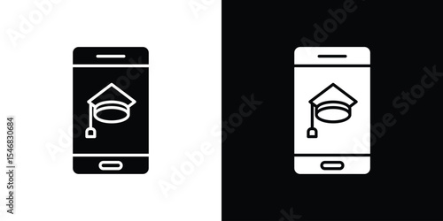 Mobile learning icon of a flat style vector