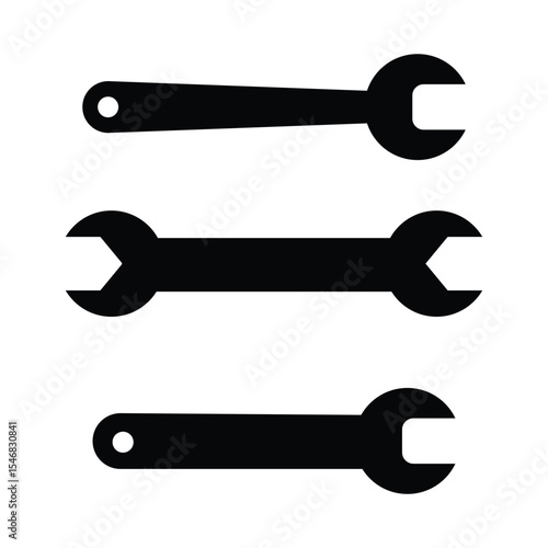 Wrench icon set. repair icon vector. tools icon vector, Spanner symbol, Mechanic spanner sign set. Professional mechanical maintain tool sign for UI designs.