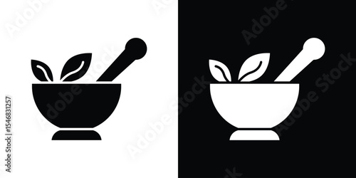 Mortar pestle icon of a flat style vector