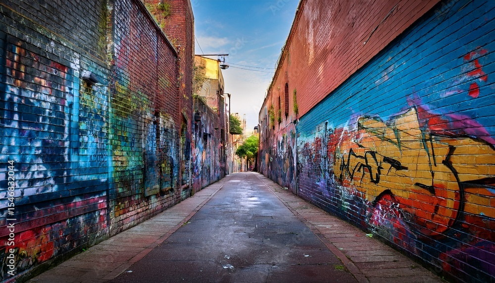 Fototapeta premium ai generative alley with graffiti walls
