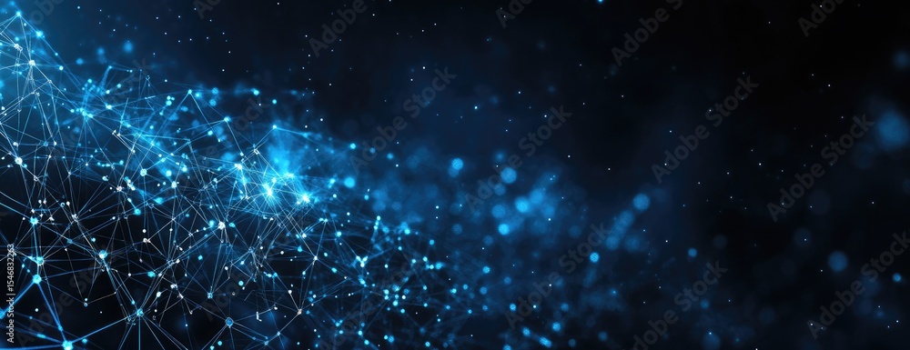 Obraz premium Abstract network of glowing points and lines against a dark background