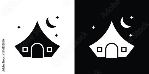 Night camping icon of a flat style vector