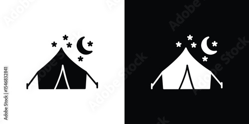 Night camping icon of a flat style vector