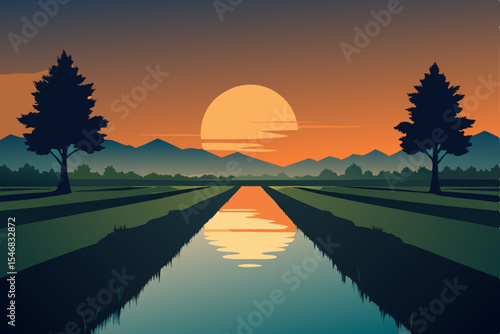 sunrise over the lake
