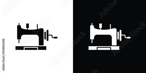 Old sewing machine icon of a flat style vector