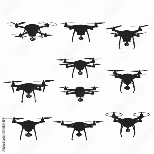 Drones silhouettes collection unmanned aerial vehicles