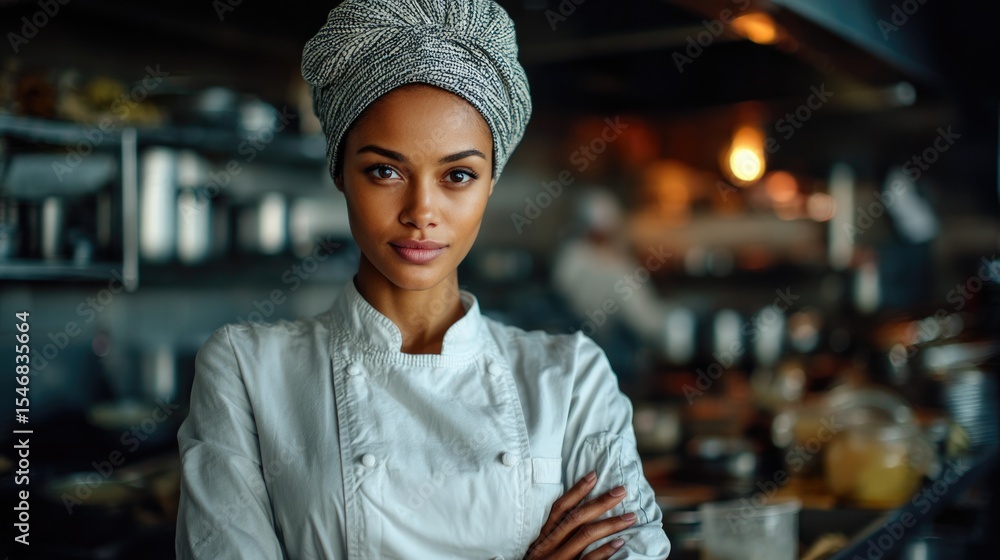 Fototapeta premium Professional Chef in Headwrap