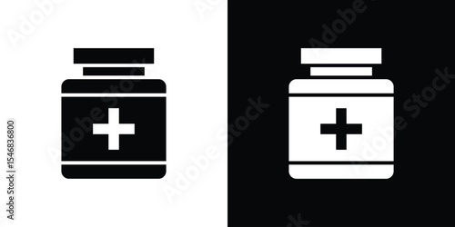 Pill bottle icon of a flat style vector