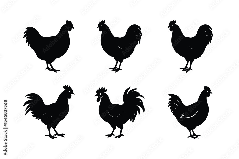 Fototapeta premium Chicken silhouette bundle design