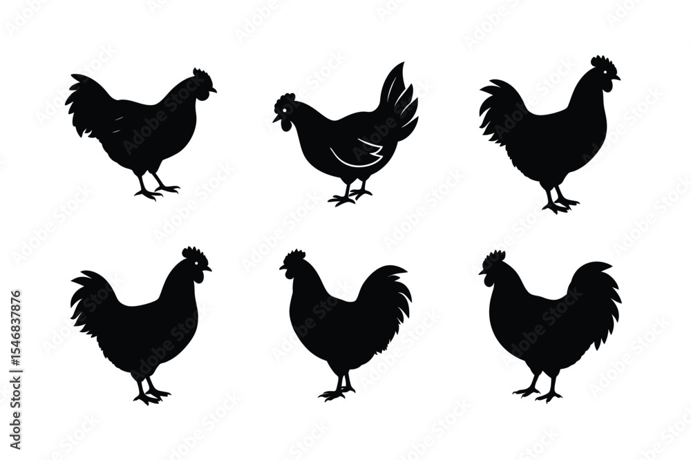 Fototapeta premium Chicken silhouette bundle design
