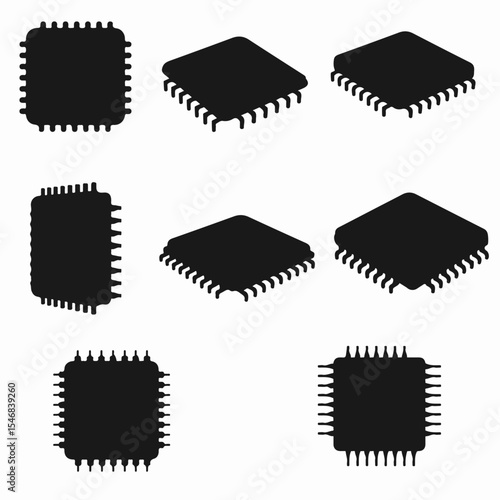 Computer chip set silhouette components technology