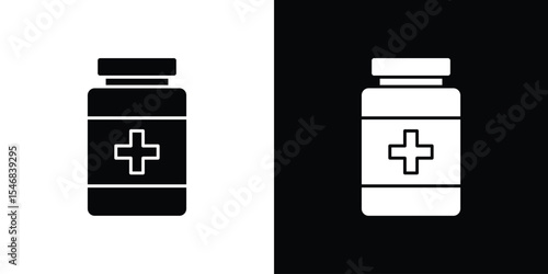 Prescription bottle icon of a flat style vector