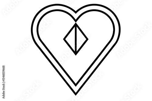 A 3D illustration of a shiny red heart symbol made of paper and metal, perfect for love, Valentine's Day, or wedding romance designs