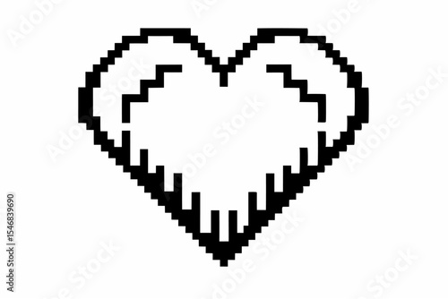Pixel heart icon with computer mouse cursor, a symbol of digital love and web links