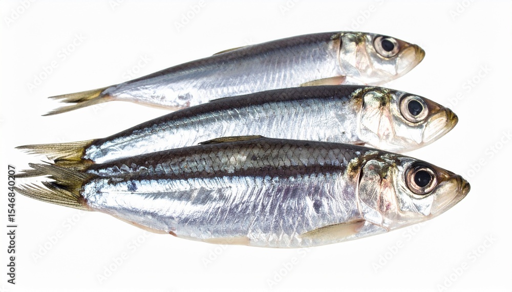 Anchovies on Isolated White Background – Tiny Salted Fish with Dark Flesh and Botanical Composition Anchovies on Isolated White Background – Tiny Salted Fish with Dark Flesh and Botanical Composition