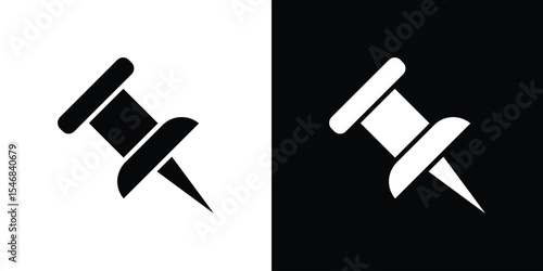 Push pin icon of a flat style vector