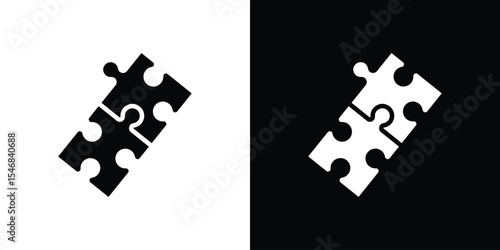 Puzzle pieces icon of a flat style vector