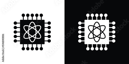 Quantum computing icon of a flat style vector