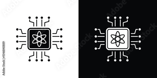 Quantum computing icon of a flat style vector
