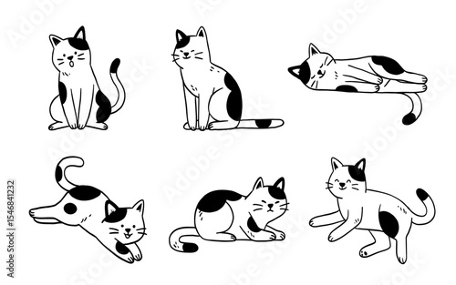 vector illustration of cat doodle art style, animal concept