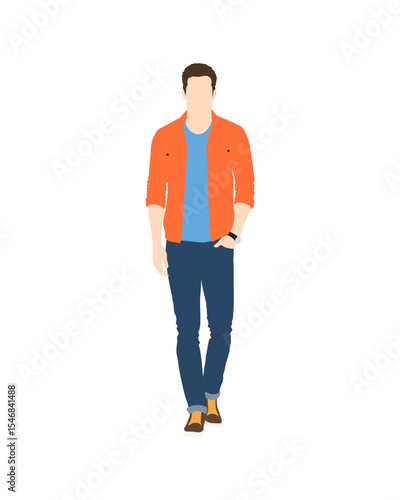 Flat vector people and illustration, man with casual outfit