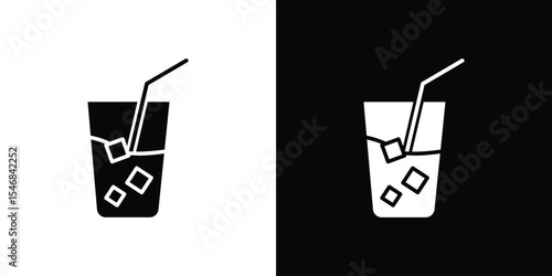 Refreshing cold drink icon of a flat style vector