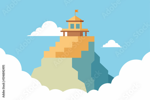 A white lighthouse tower on the coast stands as a beacon of navigation by the sea, a historic landmark in the vast ocean landscape under the sky