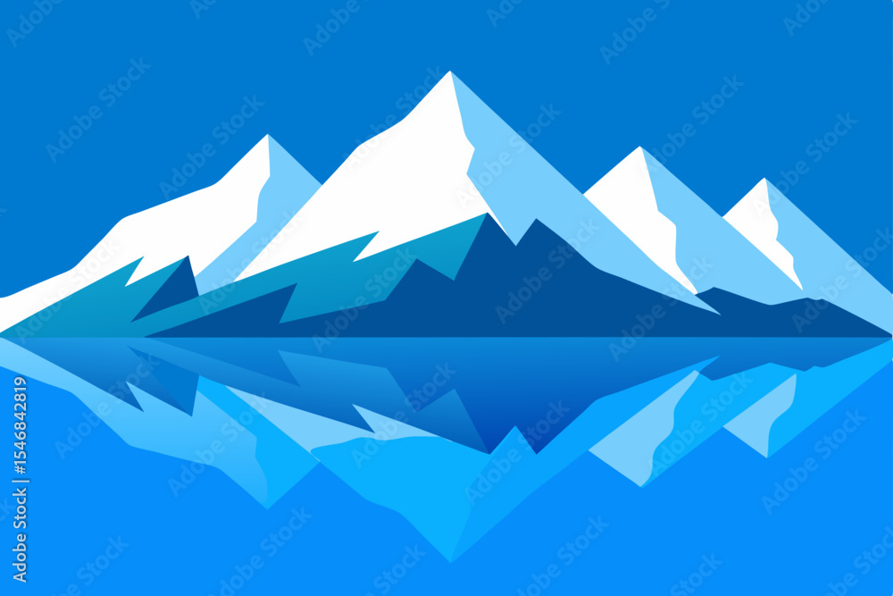 Fototapeta premium Snowy mountain landscape vector illustration