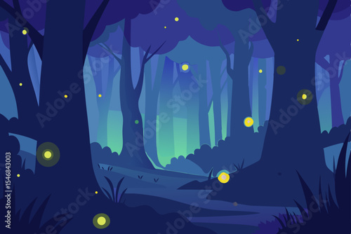 enchanted forest glowing with fireflies