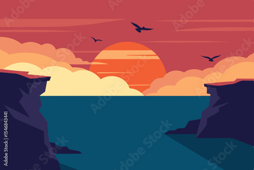 sunset over the sea