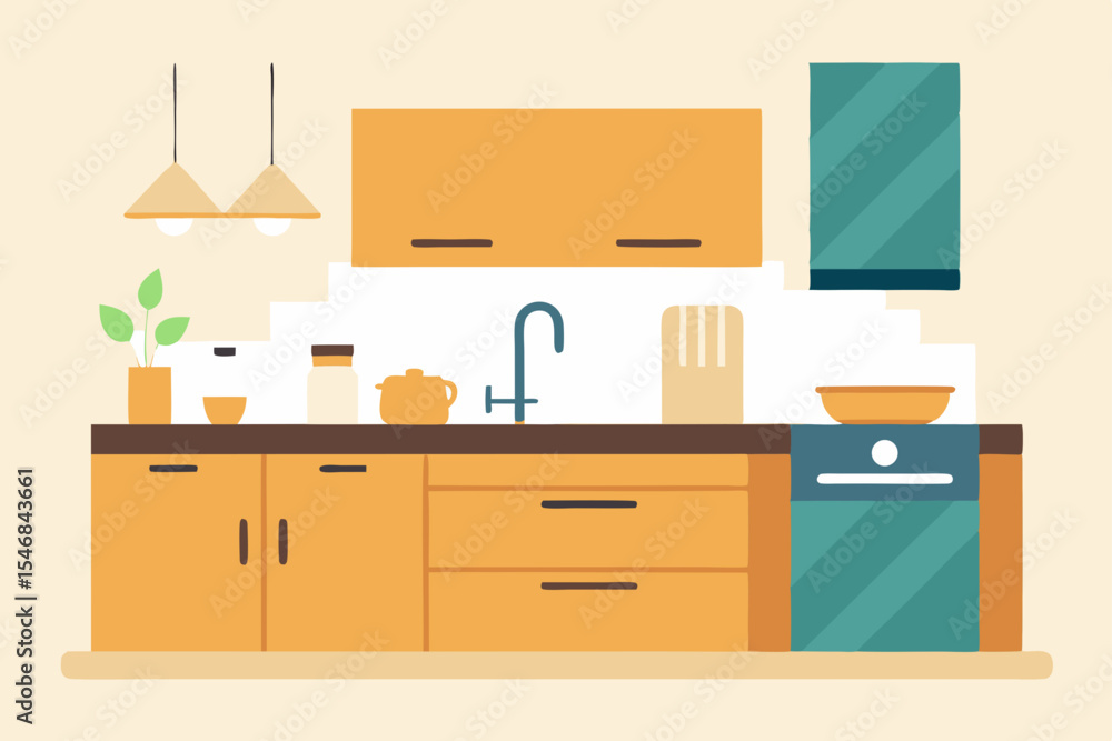 Fototapeta premium vector illustration of kitchen