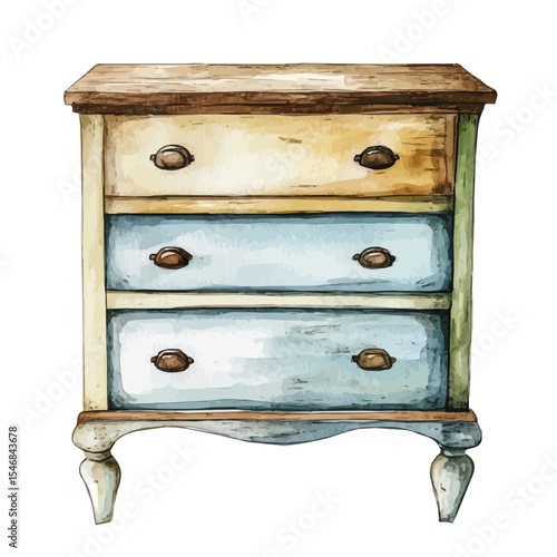 Dresser, watercolor painting vector, isolated on a white background.