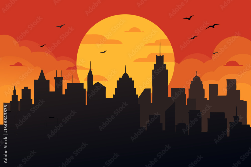 Fototapeta premium London city skyline silhouette at sunset