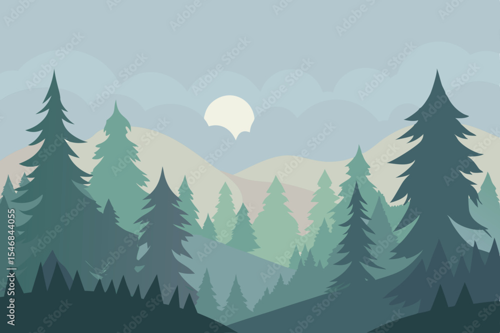 Fototapeta premium vector illustration of a forest landscape