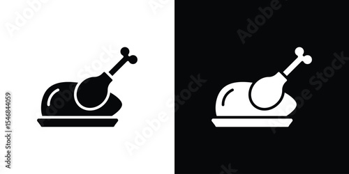 Roasted turkey icon of a flat style vector