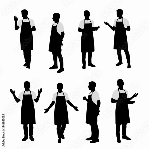 Chef apron silhouette worker man cooking