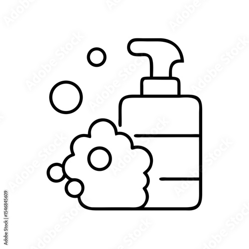 Foam cleanser bottle with bubbles for beauty and skincare