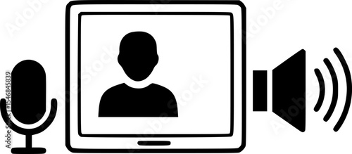 Clean vector icon for video communication
