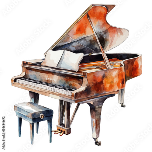 watercolor vector of Digital Piano, isolated on a white background.