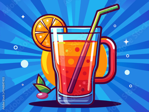 vector of A glass with a long handle that is used for cold drinks at parties.