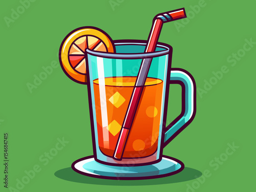 vector of A glass with a long handle that is used for cold drinks at parties.