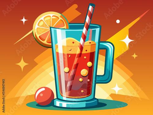 vector of A glass with a long handle that is used for cold drinks at parties.