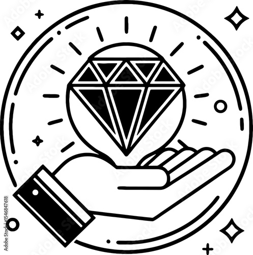 Diamond in hand (symbol of value-based leadership)