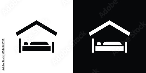 Shelter beds icon of a flat style vector